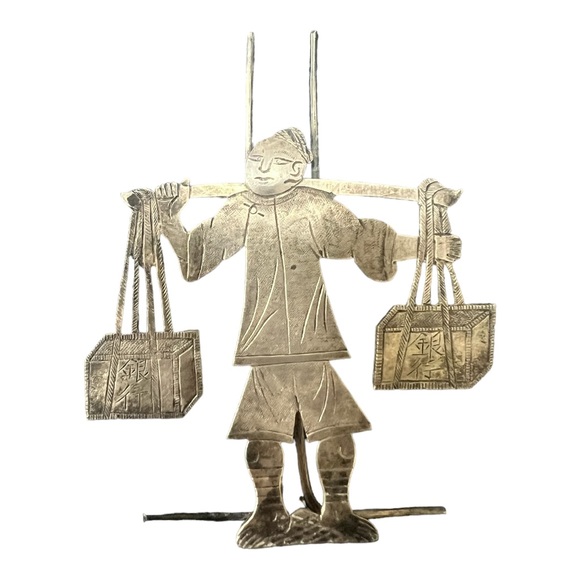 Vintage Chinese, 20th century. Eight figural easel back place card holders - Picture 6 of 12